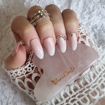 ИСКУССТВЕННЫЕ НОГТИ С УЗОРАМИ НА КЛЕЕ 24 ШТ. OMBRE BABY BOOMER ZIRCONIA