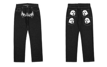 Y2K Jeansy Hip-hopowe gotyckie spodnie dżinsowe St