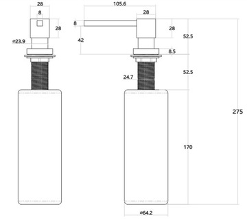 Złoty dozownik do zlewu na płynu do naczyń 500 ml ze stali Nett DTG-300