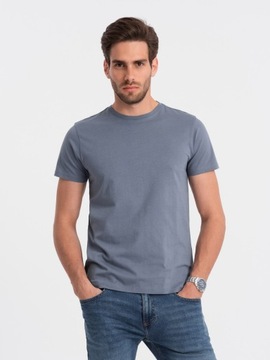 Klasyczny T-shirt męski bawełniany BASIC jeansowy V5 OM-TSBS-0146 L