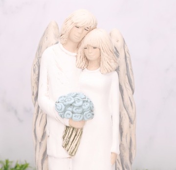 Гипсовый свадебный ангел для пары, белый, 34 см.