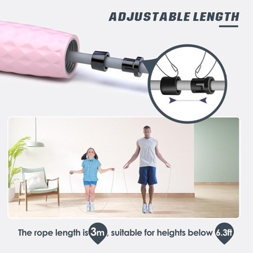 Утяжеленная скакалка весом 1 фунт, толщиной 7 мм (регулируемая длина скакалки 3 м)