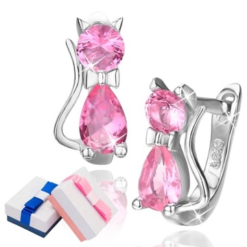 СЕРЕБРЯНЫЕ СЕРЬГИ 925 ПРОБЫ ДЛЯ ДЕВОЧКИ-КОШКИ
