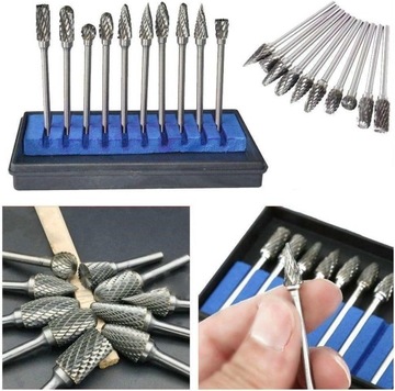 КОНЦЕВЫЕ ФРЕЗЫ ПО МЕТАЛЛУ, 10 ШТ, КАРБИД ВОЛЬФРАМА, ЦЕНТРИРОВАННЫЙ ТВЕРДЫЙ КАРБИД