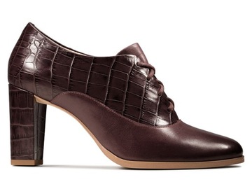 CLARKS Czółenka damskie Clarks Kaylin Ida burgundowe skórzane 40