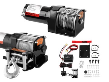 ВНЕДОРОЖНАЯ ТРОСОВАЯ ЛЕБЕДКА ДЛЯ АВТОМОБИЛЬНОГО ТРОСА 13 М ТЯГА 1590 КГ +
