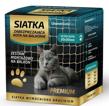 ZESTAW SIATKA NA BALKON 4x2m Z DRUCIKIEM PREMIUM DLA KOTA BEZ WIERCENIA