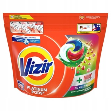 Vizir Platinum PODS kapsułki do prania KOLOR 33 prań + Fairy Effect