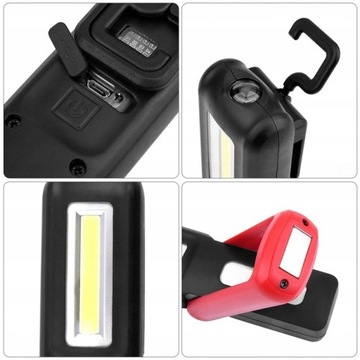 СВЕТОДИОДНАЯ ЛАМПА COB ДЛЯ МАСТЕРСКОЙ АККУМУЛЯТОРНЫЙ ФАКЕЛ С МАГНИТНЫМ КРЮКОМ USB