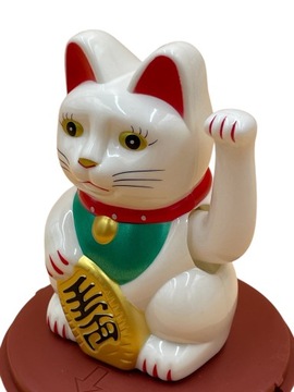 SOLARNY Japoński Kot Maneki-Neko Chiński Szczęścia 10cm Biały