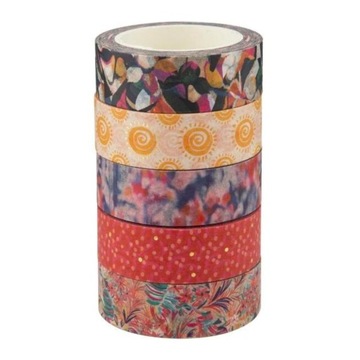 WASHI TAPE TAŚMA DEKORACYJNA ZESTAW TAŚM 5 SZTUK 10 m