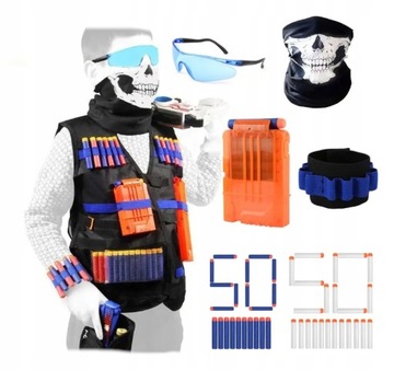 AKCESORIA DO NERF KAMIZELKA 100 STRZAŁEK OKULARY