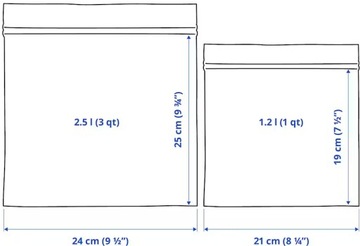 СУМКА ДЛЯ ЕДЫ ИКЕА ИСТАД НА МОЛНИИ 2,5 л/1,2 л