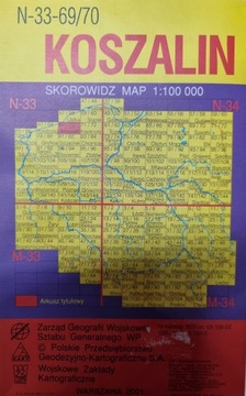 Koszalin - mapa topograficzna N-33-69/70 1:100 tys. /WZKart/