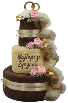 Tort z ręczników PREZENT na Ślub Rocznicę Urodziny