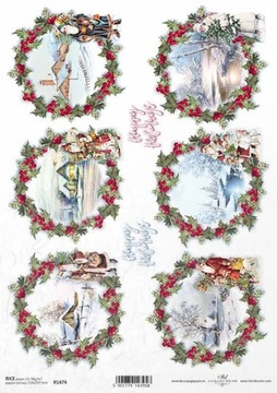 ITD Collection - Decoupage Papier RYŻOWY R1474 - WIDOKI Zima - A4
