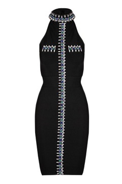 Sukienka bodycon CZARNA z kryształkami - M