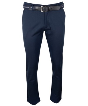 БРЮКИ ИЗ ТКАНИ ЧИНОС, ПРЯМЫЕ ТЕМНО-СИНИЕ БРЮКИ, H33, 88см