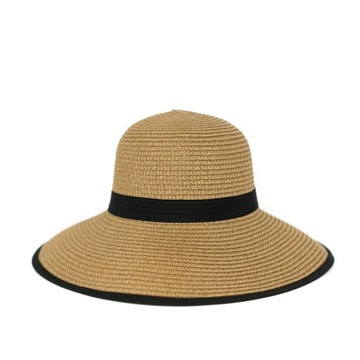 Женская летняя пляжная шляпа бежевого цвета с хвостиком