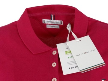 TOMMY HILFIGER polo damskie, różowe, Slim, M