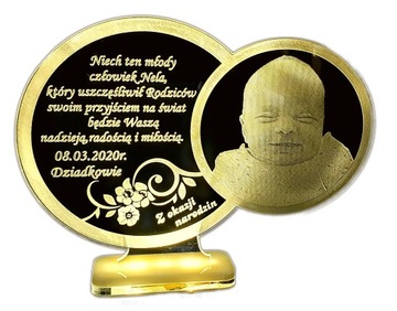 GRAWEROWANA PAMIĄTKA CHRZTU ŚW. LED FOTO CHRZEST