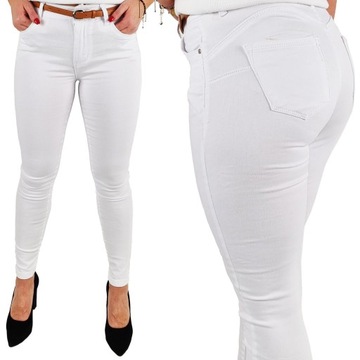 DAMSKIE SPODNIE M. SARA MODELUJĄCE DOPASOWANE Push - UP / White