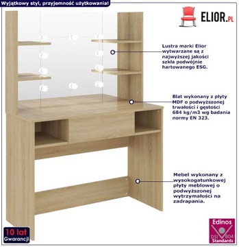 СТОЛИК С ЗЕРКАЛОМ ДЛЯ МАКИЯЖА 6 ПОЛОК = ОСВЕЩЕНИЕ