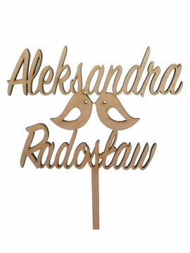 TOPPER WESELNY NA TORT ŚLUB IMIONA PARA MŁODA