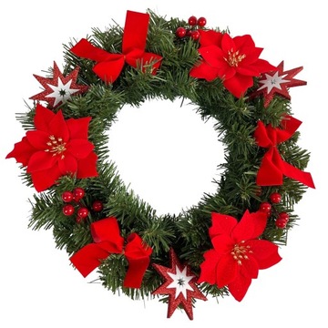 WIENIEC ŚWIĄTECZNY CZERWONY STROIK 40 cm GIRLANDA DO ZAWIESZENIA