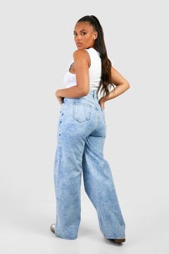 BOOHOO SZEROKIE SPODNIE JEANS WASH EFFECT WYSOKI STAN 8EN NG2__46