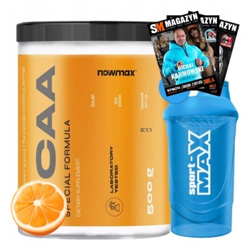 nowmax BCAA 2:1:1 500 g MOCNE AMINOKWASY AMINO + SHAKER 600 ml