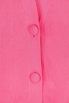 F&F Kobiecy Efektowny Różowy Sweter Kardigan z Prążkowanej Dzianiny M 38