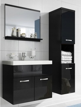 Meble łazienkowe 60cm czarne zestaw 4 elementy
