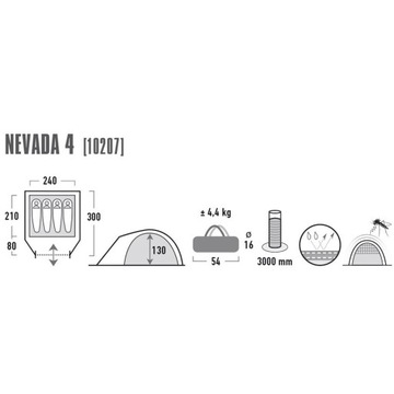 Палатка High Peak Nevada 4 серо-красная