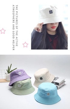 Fashion Women Bucket Hat New Candy Colors Smile Face Sun Hat Outdoor