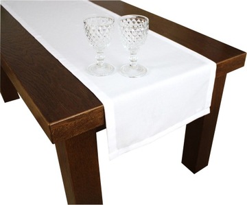 Bieżnik biały plamoodporny Len 40x280cm