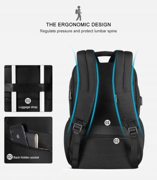 Устойчивый к загрязнениям рюкзак Tigernu для ноутбука с USB-накопителем 15,6 дюйма.