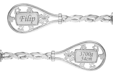 Серебряная погремушка 925 пробы с ГРАВИРОВКОЙ Крещение День Рождения