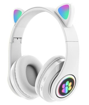 SŁUCHAWKI BEZPRZEWODOWE NAUSZNE BLUETOOTH LED KOCIE USZY RADIO