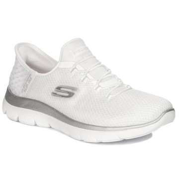 Skechers Sneakersy buty Slip-Ins Vegan wsuwane White Silver 150123/WSL r.41