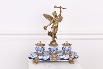 KRÓLEWSKI KAŁAMARZ - porcelana z brązem niebieski