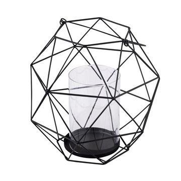 ŚWIECZNIK GEOMETRYCZNY CZARNY GLAMOUR LAMPION