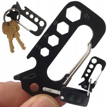 BRELOK KARABIŃCZYK MULTITOOL PRZEŻYCIA EDC KLUCZE