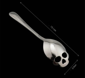 ЛОЖКА ДЛЯ ЧАЯ САХАР КОФЕ ДЕСЕРТЫ ХРОМ ЧЕРЕП ПОДАРОЧНАЯ 15см