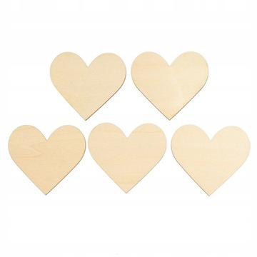 SERCA SERDUSZKA DREWNIANE 8cm SCRAPKI DEKOR 5szt Z DREWNA OZDOBA DEKORACJA