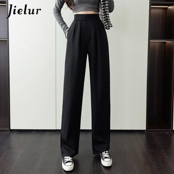 Jielur Pure Color Elegant Lady Suit Pants New Loos