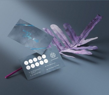 Karty rabatowe karnety złocone folia soft touch + folia niebieska 250 szt