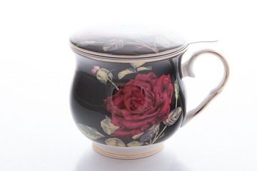KUBEK Z ZAPARZACZEM SITKIEM DO HERBATY PORCELANOWY