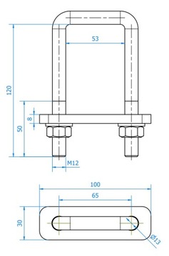 Хомут крепления траверсы кВт 50мм М12 прицепа КПЛ