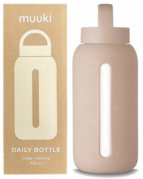 Muuki 720ml szklana butelka motywacyjna, odcienie brudnego różu